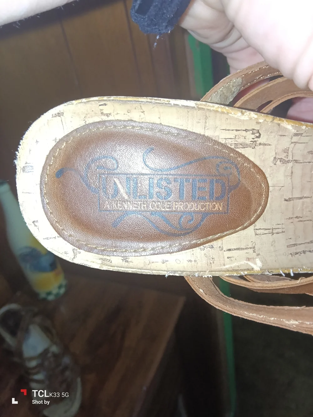 Unlisted by Kenneth Cole Brown Woven Leather Strappy Wedge Sandals